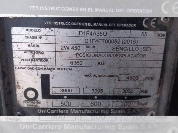 Unicarriers modelo D1F4A35Q (1)